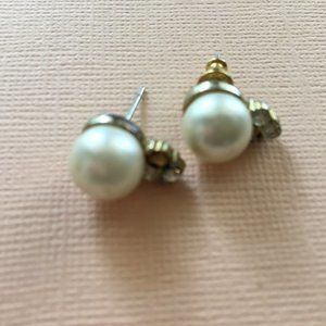 Vintage Pearl Earrings With Stone Detail